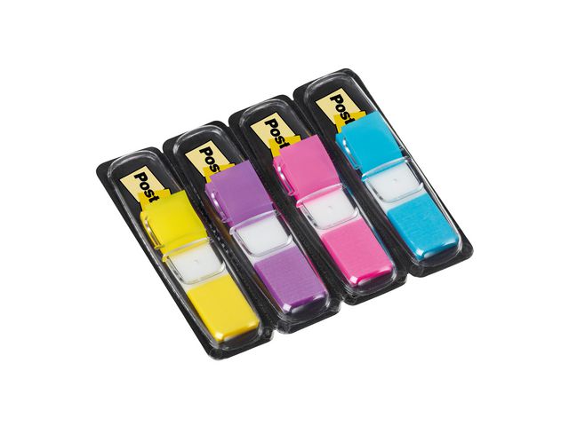 Post-it® Indexflikar, små, 11,9 x 43,1 mm, med hållare, olika färger, 4 x 35-pack  683-4AB, fp om 140 st
