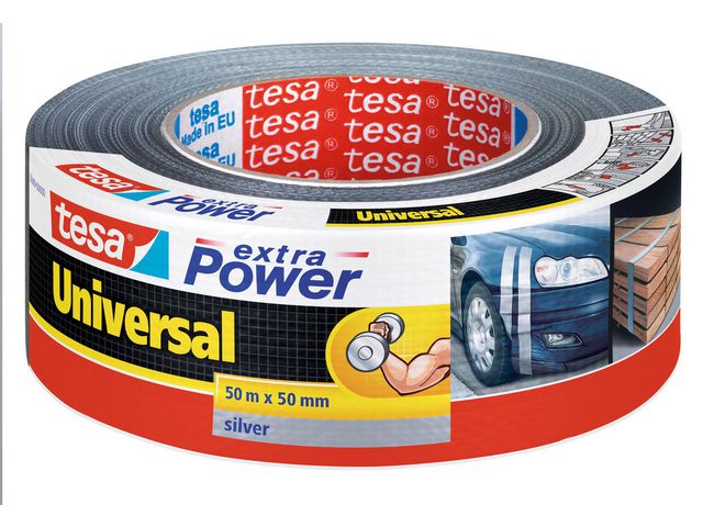 tesa® Vävtejp Extra Power 50mmx50m silver, rulle om 50 m