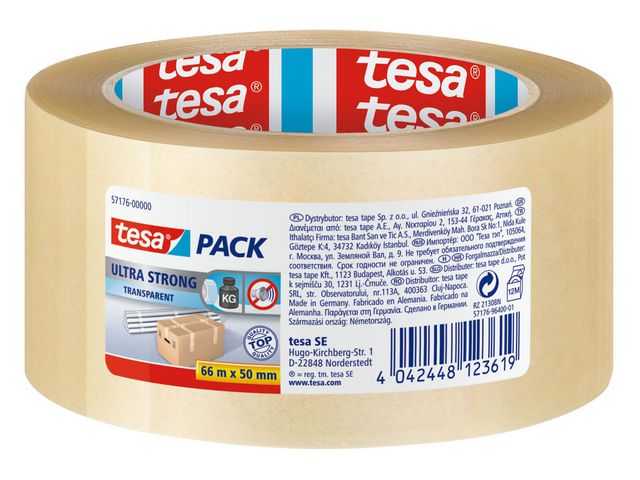 tesa® Packtejp Ultra Strong 50mmx66m klar, rulle om 66 m