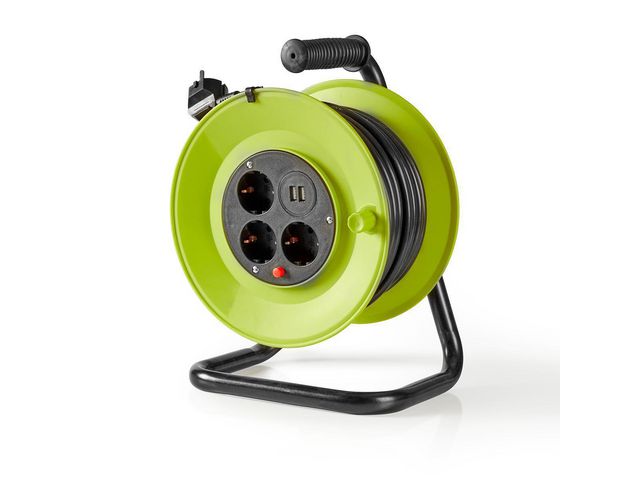 NEDIS Kabelvinda 25 m + USB, st