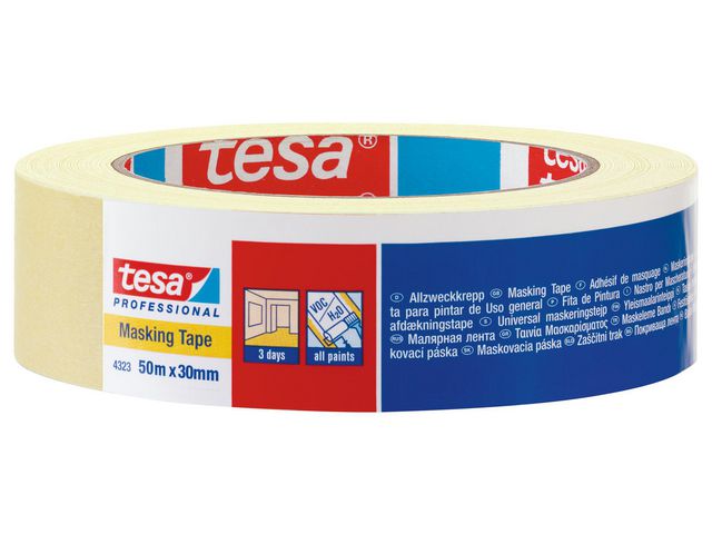 tesa® Maskeringstejp 4323 30mmx50m, rulle om 50 m