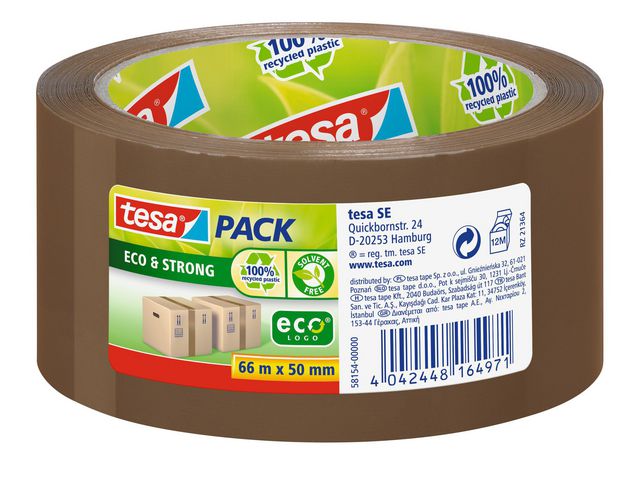 tesa® Packtejp Eco & Strong 50mmx66m brun, rulle om 66 m