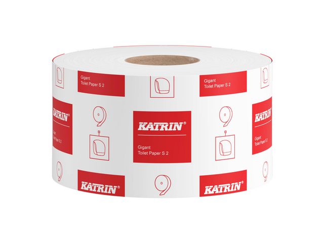 KATRIN Toalettpapper Gigant S2, 2-lagers, 1600 ark, 100 mm, vit, fp om 12 rullar