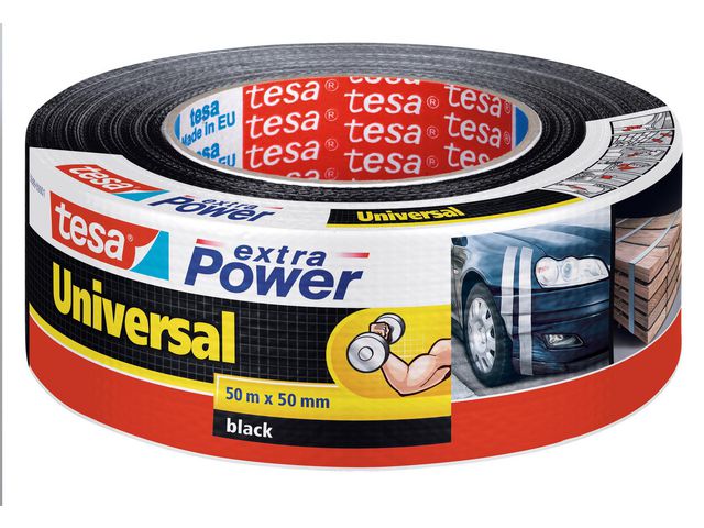 tesa® Vävtejp Extra Power 50mmx50m svart, rulle om 50 m