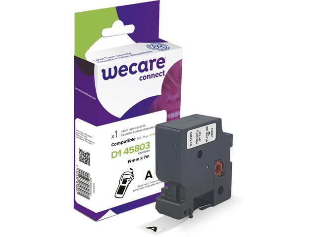 Wecare Tape 19mm Svart på Vit, st