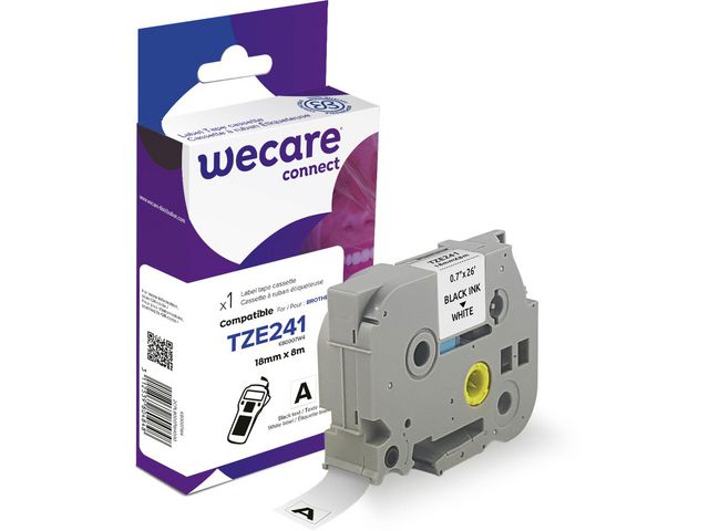 Wecare Tape 18mm TZe-241 Svart på Vit, st