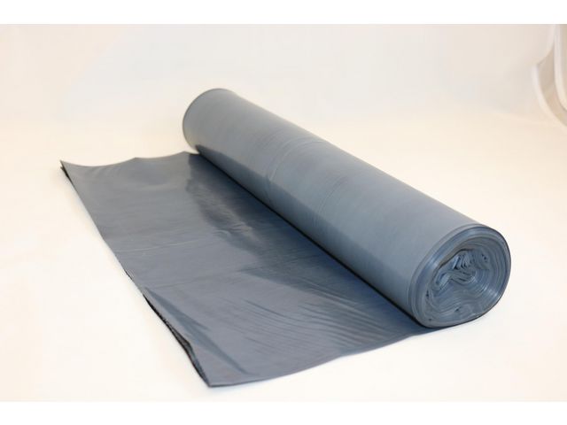 Plastsäck LD 125L 90my grå byggsäck, rulle om 10 st