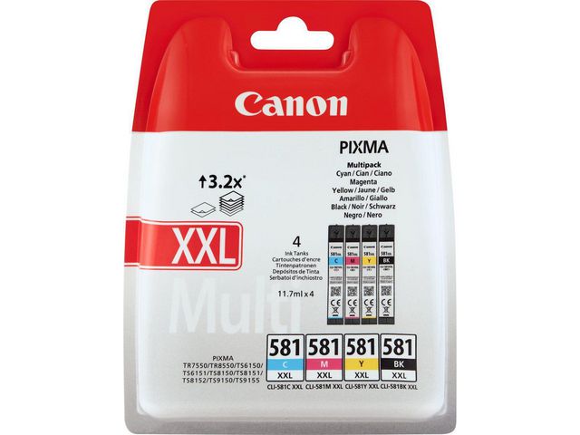 Canon Bläckpatron CLI-581XXL CMYBK, kort 4 st