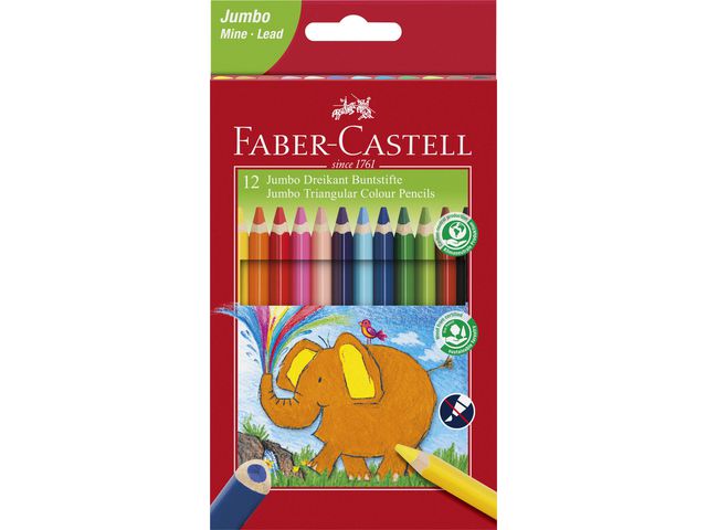 Faber-Castell Färgpenna Jumbo trekant 12 färger/fp, fp om 12 st