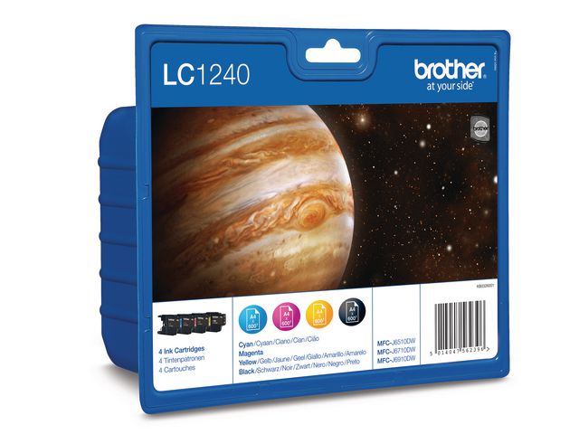 Brother Bläckpatron, 1240, tre färger, multiförpackning, LC-1240VALBPDR, fp om 4 st