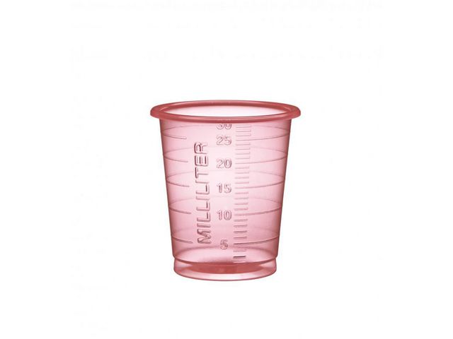 Medicinbägare Eco 30ml smal Röd, fp om 90 st