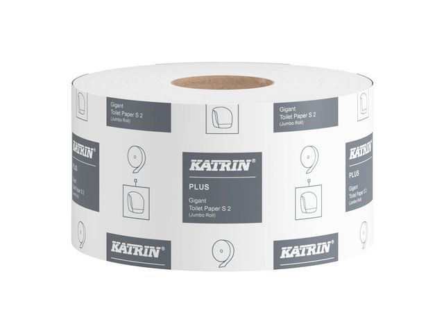 KATRIN Toalettpapper Plus Gigant S2 2-lagers, 360 ark, 98 mm, vitt, fp om 12 rullar