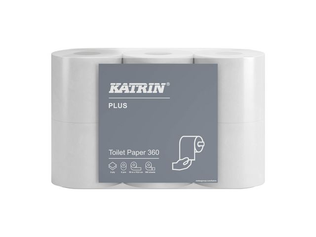KATRIN Toalettpapper Plus Toilet 360 2-lagers, 360 ark, krt. om 7 x 6 rullar