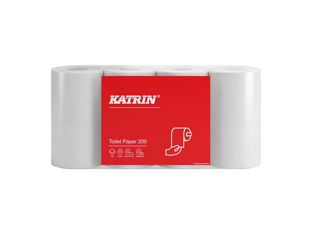 KATRIN Toalettpapper 200 2-lager vit, krt. om 8 x 8 rulle om