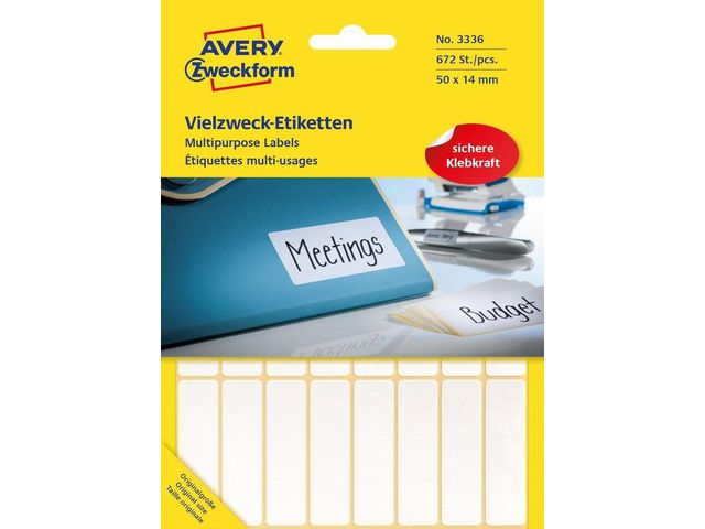 Avery Etikett manuell 14x50 vit (672), fp om 672 st