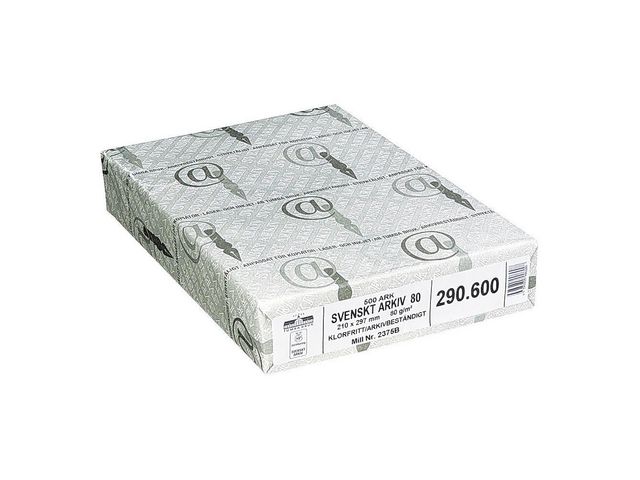 Arkivpapper Svenskt Arkiv A4 100g ohålat, bunt om 500 blad