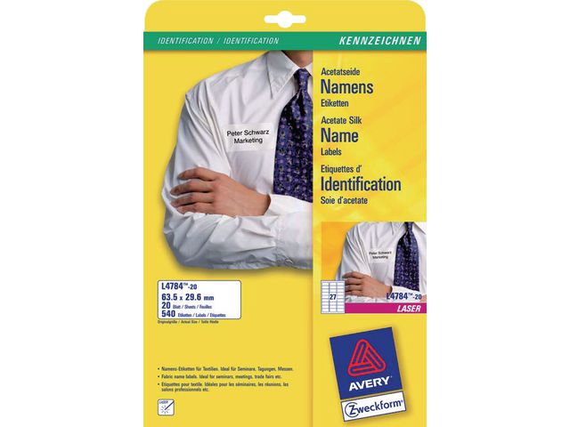 Avery Namnskylt 63,5x29,6mm, fp om 540 st