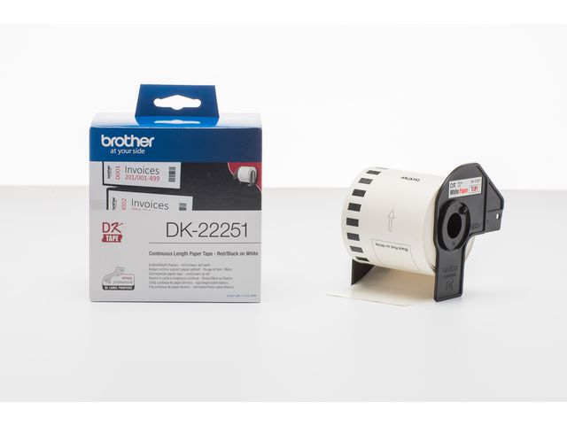 Brother Etikett DK22251 62mm svart/röd, st