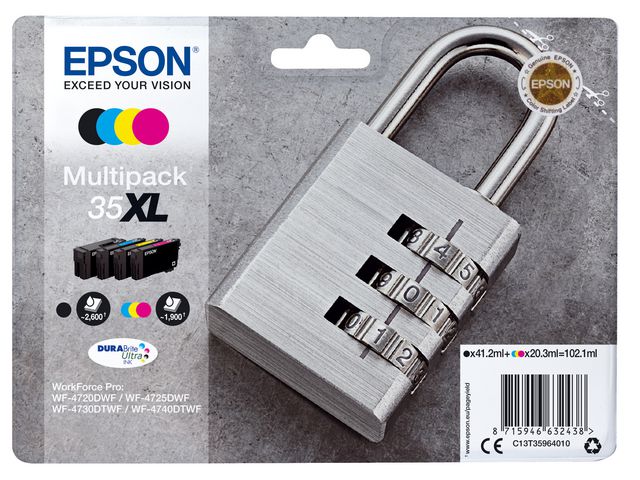 Epson Bläckpatron T3596 4-Färg XL, kort 4 st