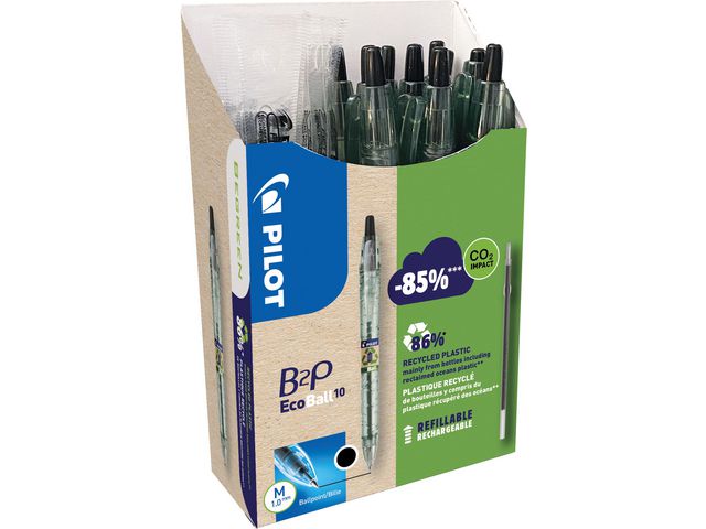 Pilot Begreen Kulpenna Ecob. 1 mm svart 10+10/fp, fp om 20 st