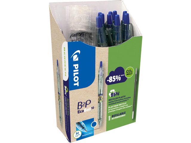 Pilot Begreen Kulpenna Ecoball 1mm blå 10+10/fp, fp om 20 st