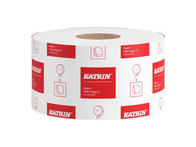 KATRIN Toalettpapper Gigant S-jumborulle, 1-lagers, 360 ark, 106 mm, naturell vit, fp om 12 st