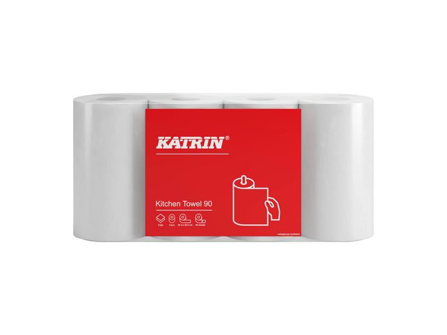 KATRIN Hushållspapper 90 2-lagers, 88 ark, naturvit, fp om 32 rullar
