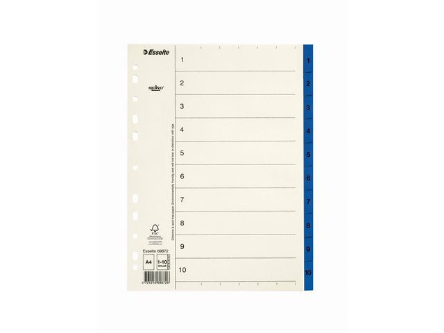 Esselte Pappregister Servo A4 1-10 blå, st