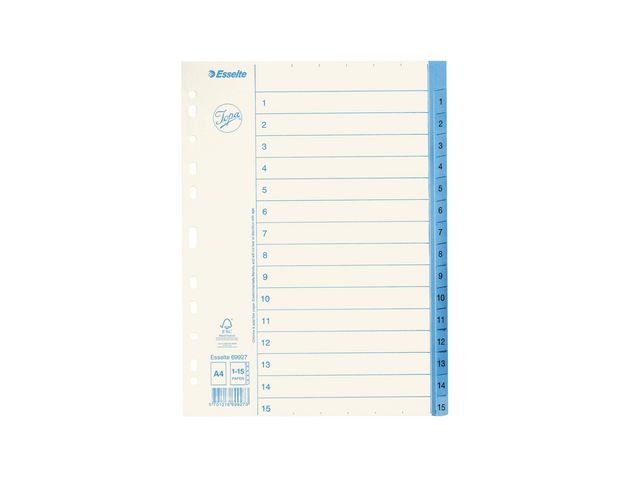 Jopa Pappersregister, A4 1–15-flikuppsättning, olika färger, st