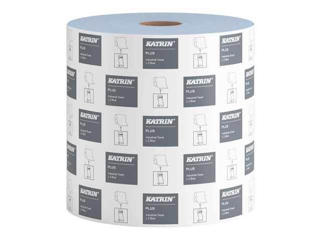 KATRIN Industritorkrulle Plus L2 2-lagers, 930ark, 260 mm, blå, rulle om 350 m
