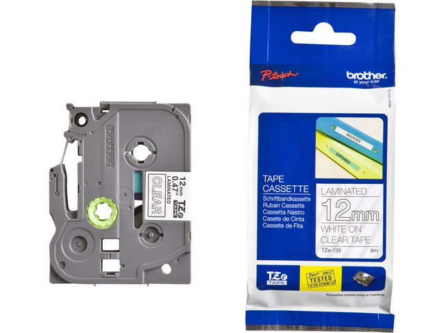 Brother Tape TZE135 12mm vit på klar, st