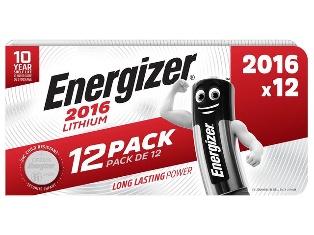 Energizer Batteri Lithium CR2016, fp om 12 st