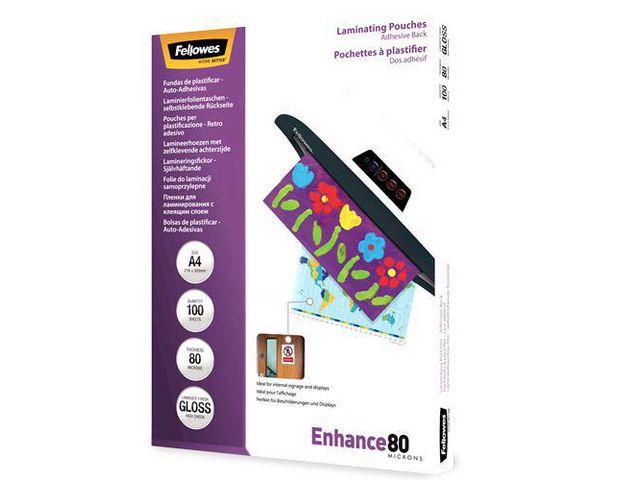 Fellowes Laminat S-H A4 80mic kla, fp om 100 st
