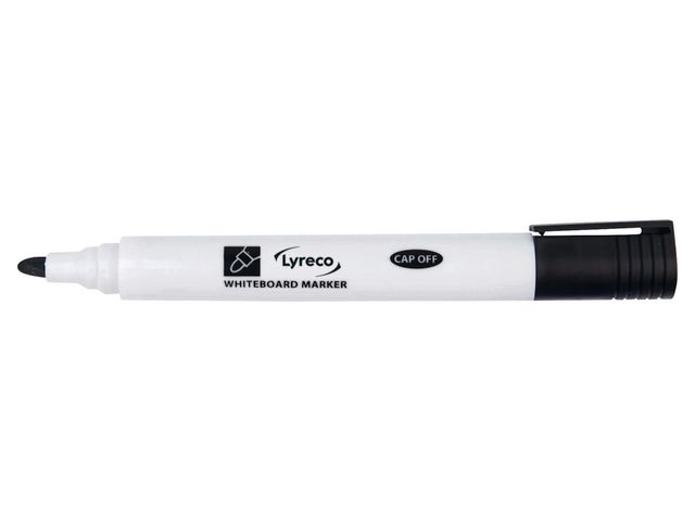 Lyreco Whiteboardpenna drywipe rund svart, fp om 10 st