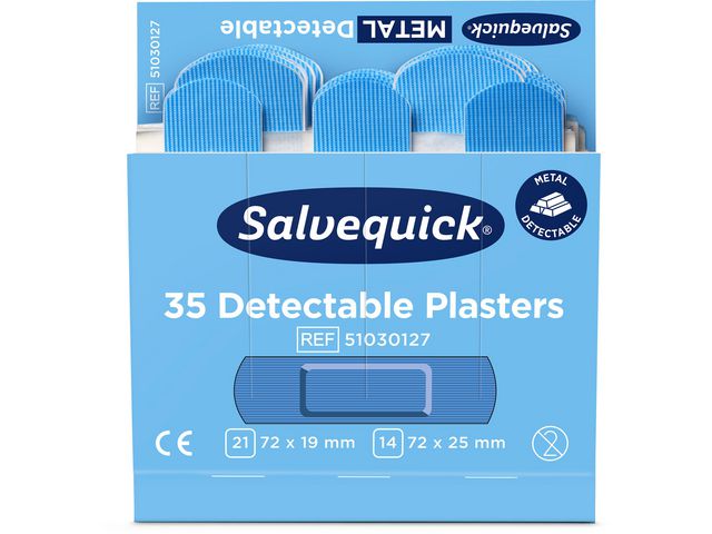 Salvequick Plåster Detectable refill blå, fp om 35 st