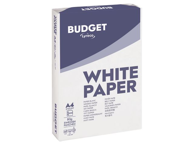 Lyreco BUDGET Kopieringspapper Budget A4 80g hålat, bunt om 500 blad
