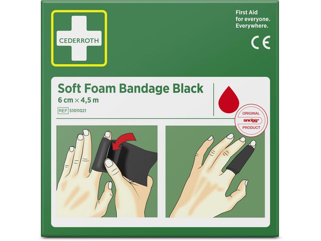 Cederroth Plåster Soft Foam svart 6cmx4,5m, st