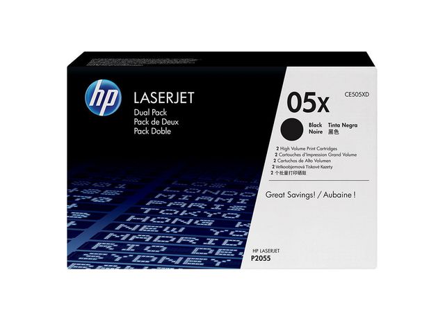 HP Toner CE505XD 05X 13K Svart 2/FP, fp om 2 st