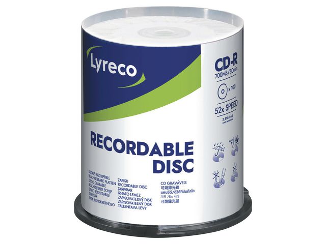 Lyreco CD-R 700MB, fp om 100 st