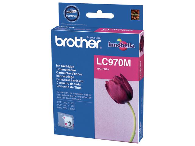 Brother Bläckpatron LC970 M, LC-970M, Innobella™-bläck, magenta, singelförpackning, st
