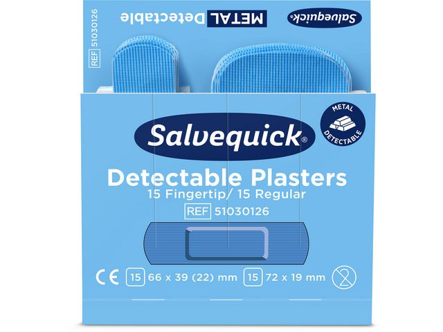 Salvequick Plåster Detect. finger refill blå, fp om 30 st
