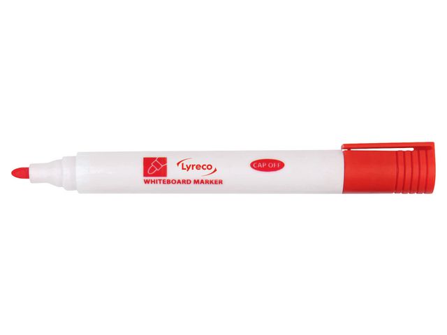 Lyreco Whiteboardpenna drywipe rund röd, fp om 10 st