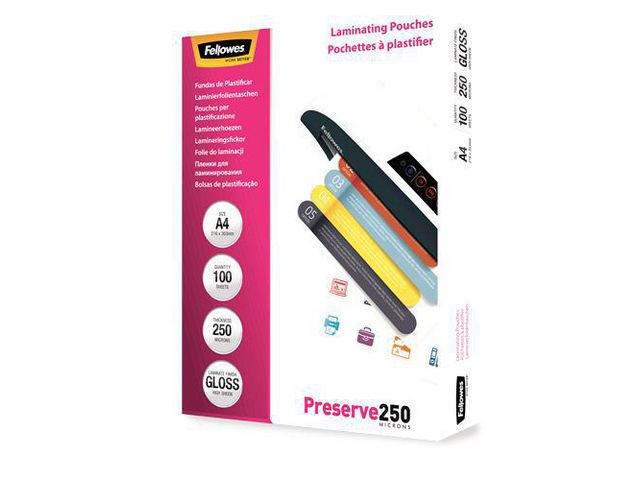 Fellowes Laminat A4 250mic Klar, fp om 100 st