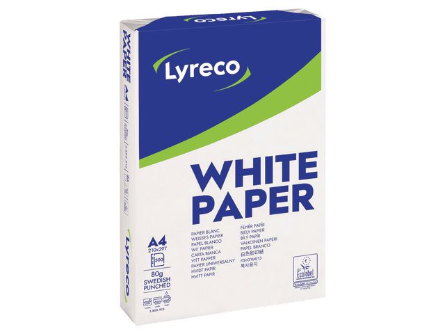 Lyreco Kopieringspapper Standard A4 80g hålat, bunt om 500 blad