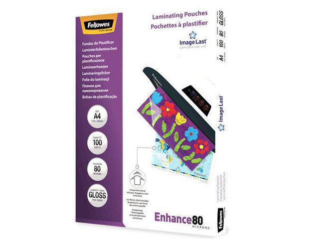 Fellowes Laminat A4 80mic Klar, fp om 100 st