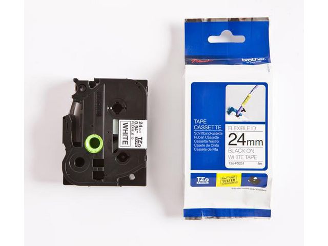 Brother Tape BROTHER TZE-FX251 24mm Svart på Vit, st