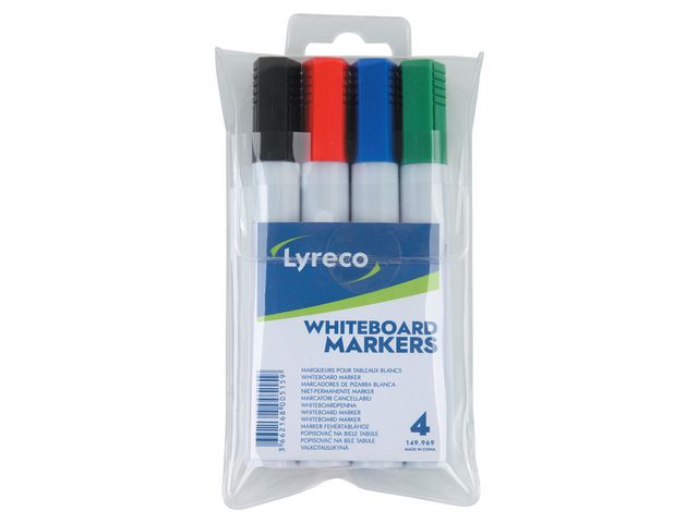 Lyreco Whiteboardpennor drywipe rund, fp om 10 x 4 st