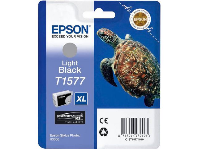 Epson Bläckpatron, T1577, UltraChrome, ljus svart, C13T15774010, st
