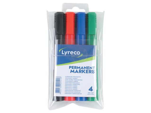 Lyreco Märkpenna sned sort.färg, fp om 4 st