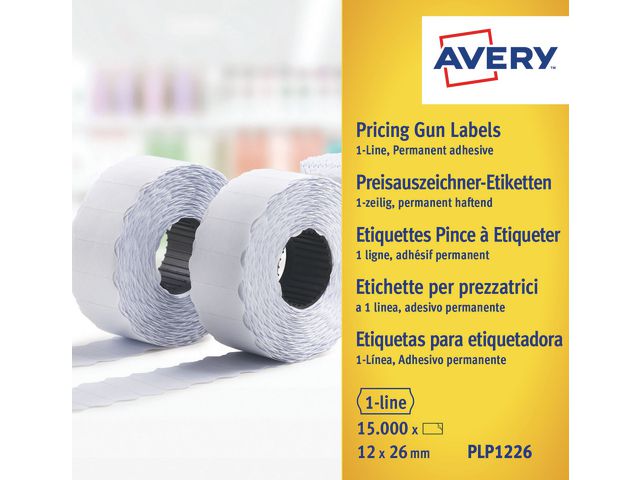 Avery Prismärkare Etiketter 1-LINE 26x12mm, fp om 10 rullar
